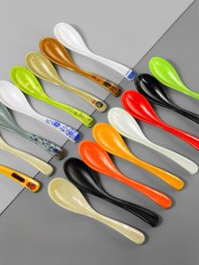 Commercial Plastic Melamine Noodle Soup Spoon Long Handle Spicy Hot Pot Hook Spoon Restaurant Twisted Spoon Chinese Dining Utensils