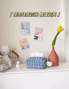 Crumpled tissue holder / Kotak Tempat Tissue Bahan Kain / Kotak Tisu / Tempat Tissue Aesthetic dari Kain Gaya Korea / Sarung Cover Tisue Tempat Wadah Tisu