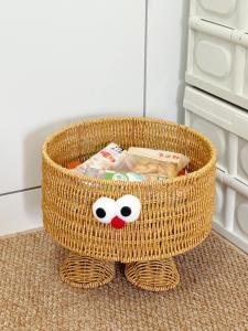 Wicker Storage Basket Snack Miscellaneous Fruit Plate Small Yellow Man Desktop Bread Basket Home Storage Woven Basket