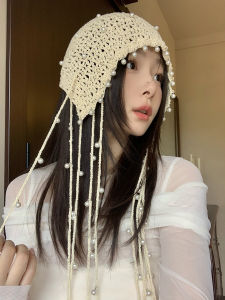 Bohemian Style Pearled Tassel Knitted Hat: A Women's Spring Summer Fashion Accessory