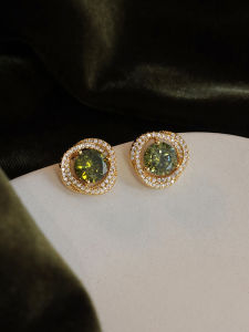 Retro S925 Silver Needle Earrings Women Luxury Cats Eye Versatile Elegant Fashion Jewelry Ear Decorations Match All