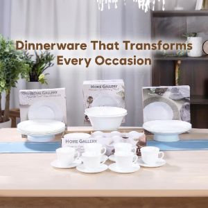 Home Gallery Opal Glass Dinner Plate 9.5 inches | 100% Food Grade Material | BPA Free | Freezer & Microwave Safe | Dishwasher Safe