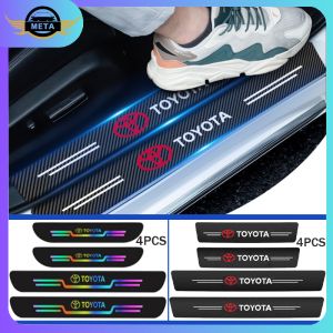 【Penjualan Laris】Pelindung Pijakan Mobil/Sticker Pelidunng Sill Plate/stiker pelindung pijakan kaki pintu mobil/Toyota Daihatsu Universal Carbon Fiber Car Door Step Sill Plate Mobil Sticker/Penggantian peningkatan pabrik/Tahan air dan anti kabut
