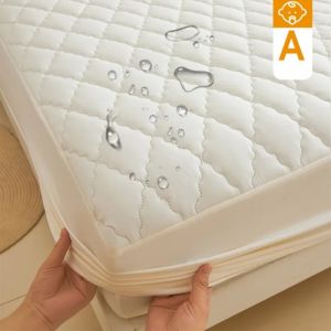 3pcs in A Set Waterproof Throw Mattress Cover Bed Fitted Sheet Mattress Protector Single/Double/140/160 Muti Size Gray/White