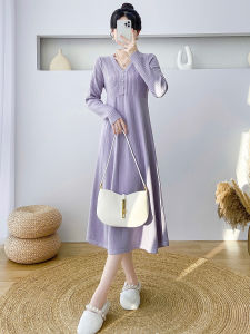 Autumn Winter French Knot Orange Grass Knitted Dress Womens New Style Small Fragrance Wind High End Atmosphere Salt Series Dress