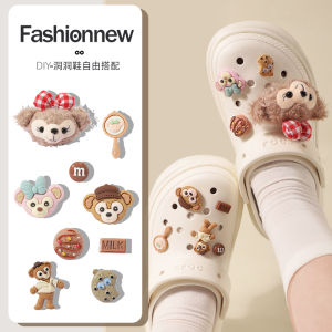 Adorable Plush Shoe Flower Decorative Buckle Accessories for Crocs Hole Shoes Colorful Spring Season Fashion Footwear Parts