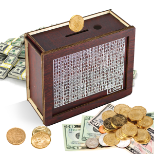 1000/3000/5000 Euro Money Box Wooden Piggy Bank Money Container with Saving Goal for Cash Saving Treasure Coin Case Reusable