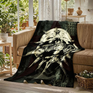BILIBILI | Crowned Skull Gothic Dark Flannel Blanket Perfect for Sofa Office Bed Travel Sleep Read Relax Camping Four Season Use