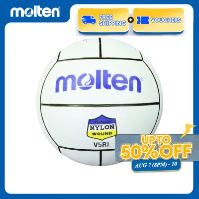Molten V5RL-B Volleyball Size 5 Rubber with Blue Logo and Nylon Wound (White)