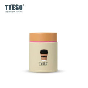 TYESO | Tyeso 200ml Thermoses 304 Stainless Steel Vacuum Insulated Food Jar Compact Thermal Lunch Box Breakfast Cup with Coffee Sticker