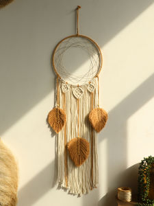 HandทอTapestryBoho Macrame Dream Catcher LeafNordic Home Decorแขวนผนังหัตถกรรมสําหรับห้องนอนห้องนั่งเล่นตกแต่ง
