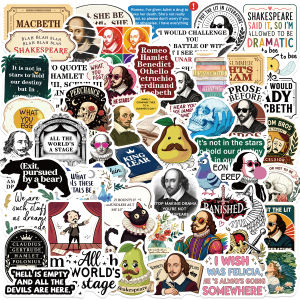 55PCS Funny Shakespeare Meme Stickers Decal For Laptop Scrapbook Guitar Skateboard DIY Cartoon Graffiti Stickers School Supplies