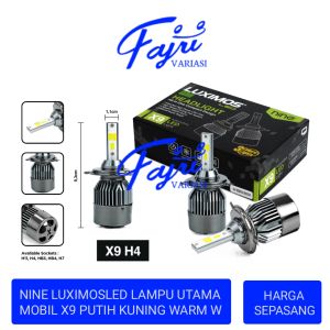 NINE LED H4 X9 LUXIMOS 3 WARNA HI LOW UNTUK LAMPU UTAMA MOBIL