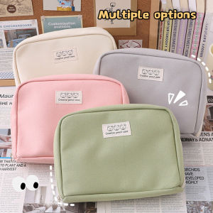 【Free Shipping】Ins Super Large Capacity Pencil Case Canvas Large Opening Layered Storage Student Stationery Pencil Box Multi-functional Cosmetic Bag