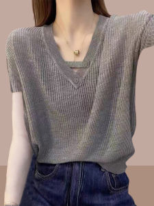 Shalldoer | Elegant French Silk Knit Short Sleeve Top