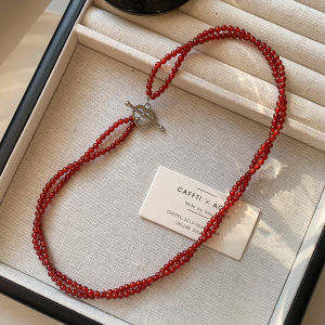 CAFFTI | Premium Natural Red Drop Agate and Ice Jade Earrings