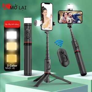 2022 Mới Bluetooth Không Dây Di Động Điện Thoại Kính Thiên Văn Selfie Stick Tripod Với Lấp Đầy Ánh Sáng Cho Huawei iPhone 13 Android Xiaomi