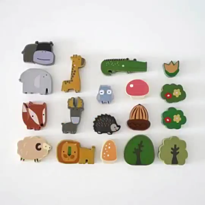 Wooden Animal Building Blocks Children Montessori Educational Toys for Fine Motor Skill Training Balance Blocks Game叠叠乐