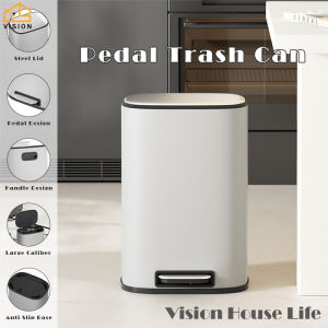 Tầm Nhìn 13L Thép Không Gỉ Thùng rác gấp cho xe hơi Hộ Gia Đình Bàn Đạp Bin Với Nắp Nhà Bếp Chân Trên Thùng rác Nhà Vệ Sinh Phòng Tắm Tái Chế Thùng rác Văn Phòng bàn đạp chân Phân Loại Thùng Hình Chữ Nhật Thùng Rác Tin