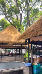 5m/10m Artificial Thatch Roof Roll Synthetic Straw Mat Villa Patio Hut Cover Bumbung jerami sintetik