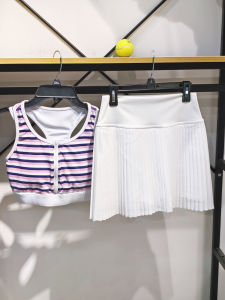 CJLINDF | Youthful Nautical Stripes Sports Top and Skirt Set