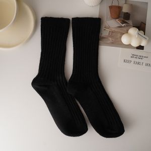 Pile Style Pile Style ~ Long Socks Angora Wool Socks Womens Fall and Winter Heattech Mid-Calf Length Solid Color Maillard Brown Coffee Knitted Socks