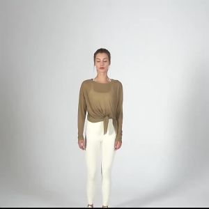 Penghantaran dari China [2025] Atasan Yoga Lengan Panjang Lengan Panjang Pokok Besar Ningbo untuk Wanita Baju Sukan Ringan Musim Panas Pakaian Kecergasan Lari Longgar 3.5