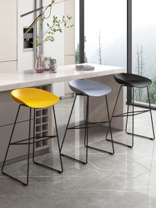 เก้าอี้บาร์สไตล์นอร์ดิก โมเดิร์น เรียบง่าย ไม้จริง ขาสูง โครงเหล็ก สำหรับร้านกาแฟ เคาน์เตอร์บาร์ ใช้ในบ้าน สำนักงาน เฟอร์นิเจอร์