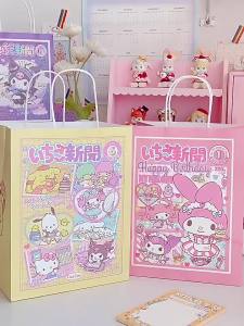 10PCS Party Thing Kawaii Sanrio Kitty Kraft Gift Bags with Handles Cute Cartoon Theme Gift Bag High Quality Non-woven Fabric Handbag My Melody Kuromi Cinnamoroll Bag Birthday Gift Bag Loot Bag