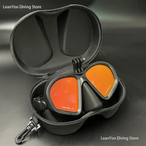 Professional Low Volume Scuba Mask with Camera Holder & Mirror Tempered Glass Diving Glasses Pack In Black Zipper Box
