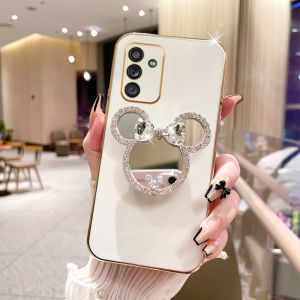 Hot Phone Case Samsung Galaxy S25 + S25 Ultra A06 A16 LTE Plus 4G 5G New Cute Cartoon Fashion Anti-drop Soft Casing with Shiny Rhinestone Makeup Mirror Bracket 2025