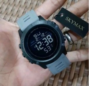 JAM Tangan SKYMAX 1808G Original Wateresis Tali RUBBER Alaram AkTiF Pria Diameter 50 mm Free Baterai Cadangan