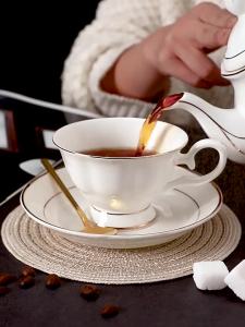 Elegant European Style Bone China Coffee Cups Set with Gold Rim for Afternoon Tea Ceramic Coffee Cups Set Premium Quality