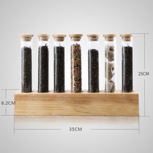 หลอดทดลองแก้วชั้นวางโชว์ใบชาชั้นวางตัวอย่างกาแฟถั่วสุกถั่วดิบชั้นวางตกแต่งเคาน์เตอร์บาร์ร้านกาแฟของตั้งโชว์