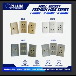 Premium Wall Socket 123 Gang / Standard / Gray / Gold / Silver / Heavy Duty / Original By Pilum Electronics