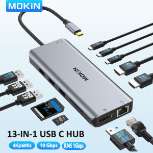 MOKiN USB C HUB Type C to 4K HDMI Adapter 10Gbps USB 3.1 Ethernet DP SD/TF PD 100W Docking station for MacBook Air Pro M1 M2 Hub