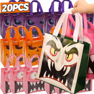 Dizoey 20PCS Halloween Gift Bags Pumpkin Ghost Non-Woven Treat Bag Halloween Candy Snacks Pouch Trick or Treat Totes Bag Party Decor