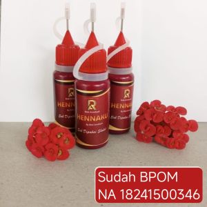 Henna Kuku Kutek Halal [ Terjamin BPOM ] Warna Maroon Alami Tidak Pudar & Menguning "HENNAKU" Halal Sah Wudhu/Sholat + Free Box Pengaman