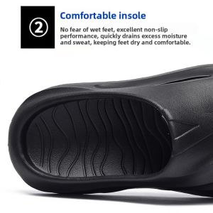Mens Summer Casual Lightweight Indoor Home Comfortable Soft Bottom Breathable Slip-On Sandals Thick Heel Beach Shoes
