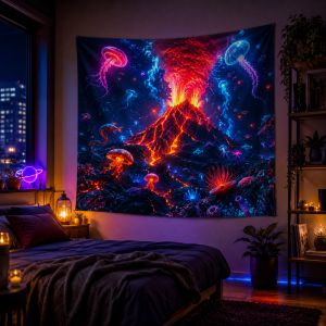 VIKAMA Vũ Trụ Rồng Neon Lightning Tường Thảm Tối Thẩm Mỹ Chơi Game Treo Vải Cho Bé Trai Phòng Giả Tưởng Trang Trí Quà Tặng
