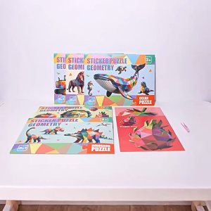 Combo 8 tranh Sticker Puzzle Hình Học Geometry Cho Bé – Ghép Dán Sáng Tạo 8in1