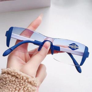 Dual-use Reading Glasses Frameless Cut Edge Presbyopia Glasses For Elderly Anti-blue Light Eyeglasses+1.0-4.0