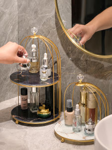 Bathroom Iron Art Cosmetic Storage Rack Toilet Washstand Makeup Desk Iron Bird Cage Skin Care Product Desktop Organizer