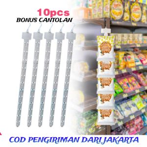 PROMO 10PCS GANTUNGAN SNACK BONUS KAIT/CANTOLAN GANTUNGAN MAKANAN AKSESORIS DISPLAY WARUNG MINIMARKET CLIP STRIP