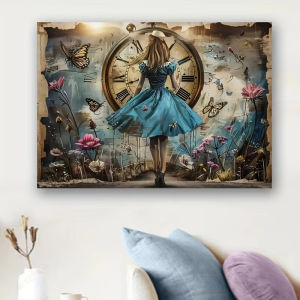 Enchanting Retro Clock Girl with Butterflies Jigsaw Puzzle 500/1000/1200/2000PCS Stress Relief Puzzle Wall Art Decor Gift