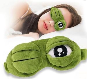 Sleep Eye Mask for Women Kids Shinywear Eye Mask for Rabbit Sleeping Cute Sad Frog Blindfold Plush Funny Eye Shade Cover for Travel Yoga Nap Block Out Light - Soft Cotton Inside for Sensive Skin