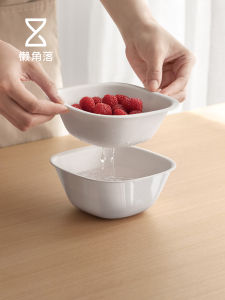 Mini Double Layer Fruit Washing Drain Basket Lazy Corner Kitchen Multi-Function Living Room Small Fruit Tray Fruit Basket