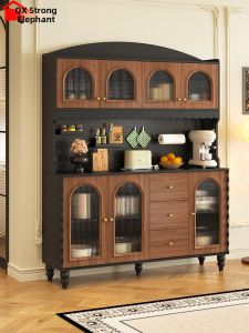 QIANGXIANG | Vintage Hole Board Storage Sideboard