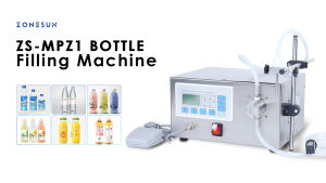 ZONESUN Semi Automatic Bottle Filling Machine Liquid Water Juice Drinks Magnetic Pump Jar Packaging ZS-MPZ1