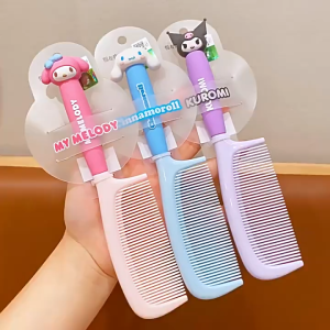 3PCS 1 SET Kawaii Hello Kitty My Melody Kuromi Cinnamoroll Pompom Cartoon Cute Anti-static Comb Portable Girls Gift